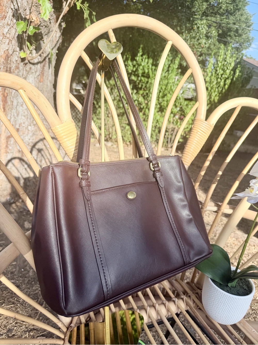 Coach Peyton Jordan Double Zip Carryall F25669 Brown Leather
Work Tote